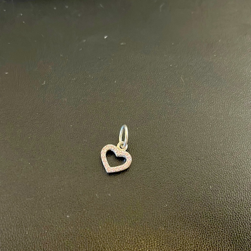 Pandora pink CZ pave dangle heart charm